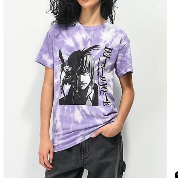 NWT Urban Outfitters Death Note Light & Ryuk Tie Dye T-Shirt Size L Purple Anime - Picture 1 of 16